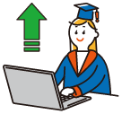 アクセスランキングをパソコンで見ている女性のイラスト